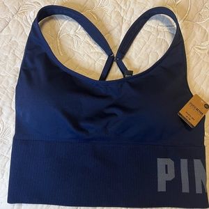 NWT PINK Active Seamless, Low Impact Sports Bra, Navy Blue, Medium